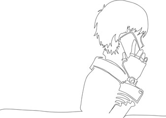 Continuous One Line Drawing of a Man Making a Phone Call eps10