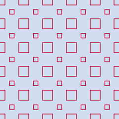 Vector geometric pattern with red squares on a light blue background