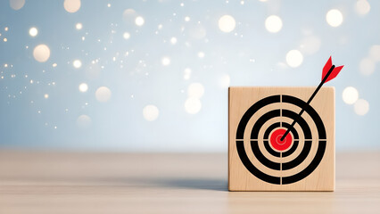 Business Target Goal Achievement Wooden Arrow Bokeh Background