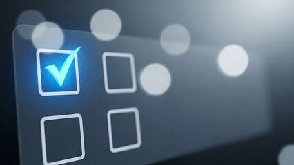 Confirmation Checkbox Digital Interface Blue Light