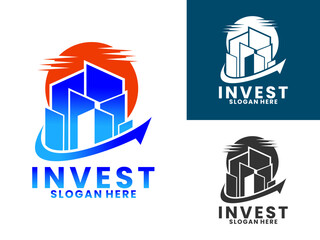 Investment property with arrow logo design vector. Property company logo vector template