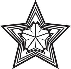 Obraz premium Geometric Star Mandala Line Art Black and White Decorative Illustration