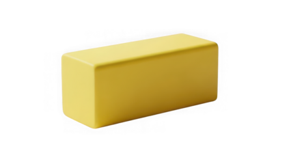 Yellow rectangular soap bar isolated on transparent background