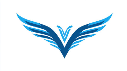 Abstract blue wings logo on white background, perfect for branding and design. This graphic features a stylized wing design, ideal for businesses seeking a modern and dynamic visual identity