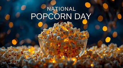 National popcorn day celebration with popcorn splash motion
