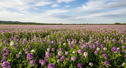 Colorful Blooming Field Landscape.
