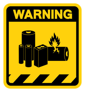 Lithium Batteries Warning Sign, Vector Illustration, Isolate On White Background Label. EPS10