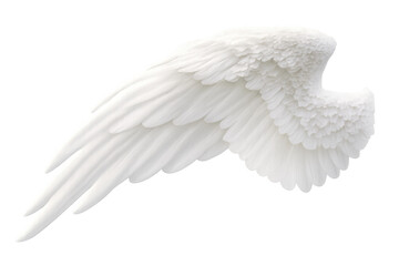 Fototapeta premium White angel wing isolated, representing spirituality, freedom, purity, and heavenly concepts, with a transparent background