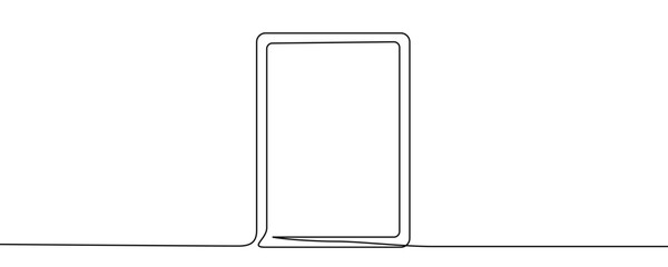 Vertically oriented rectangle or frame, tablet screen or label. Presentation, content or border symbol in single line art style with editable black stroke. Vector illustration.