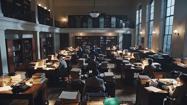 Vintage Library Scene - A Glimpse into the World of Books and Knowledge.
