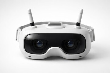 Drone Control Glasses With Integrated Antennas.
Modern drone control glasses featuring a sleek headset design with dual antennas and immersive visor.