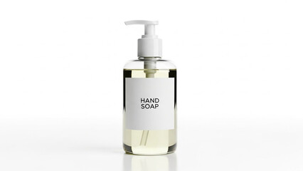 Naklejka premium Bottle of clear hand soap with pump, isolated on white background