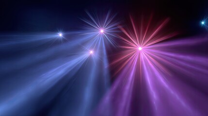 Obraz premium Colorful Light Rays and Star Glows Creating an Ethereal Atmosphere with Bright Colors and Soft Gradients for Abstract Background Use