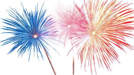 Colorful fireworks display on transparent background