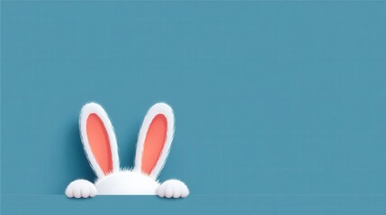Playful Easter Bunny: A whimsical Easter bunny peeks over a pastel surface, its fluffy ears and tiny paws adding a touch of playful charm to the scene, inviting celebration and joy.