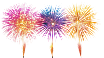 Fireworks display on transparent background