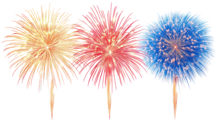Fireworks display on transparent background