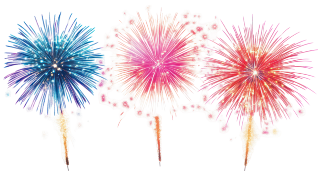 Colorful fireworks burst on transparent background - Powered by Adobe