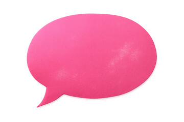 Pink oval speech bubble featuring a textured felt surface, representing communication, social media, messaging, and discussion