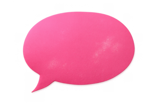 Pink oval speech bubble featuring a textured felt surface, representing communication, social media, messaging, and discussion - Powered by Adobe