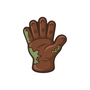 Dark and green zombie hand chocolate vector &ndash; Spooky Halloween candy graphic with bite marks and glossy finish.