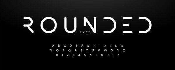 Fototapeta na wymiar Rounded Font Logo Alphabet Vector English Letters Set Modern Typography, Creative Typographic Design for Title Text, Typo Poster Headline, Type Symbol Logotype, Sans Serif Fonts. Vector Typeface
