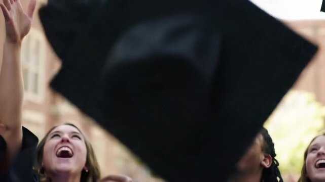 Graduation Celebration: Students Throw Caps in Air