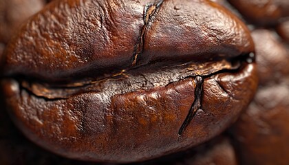 Extreme Macro Coffee Bean Surface with Hyper-Realistic Texture and Natural Details