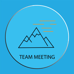 Minimalist Mountain Line Art Icon with "Team Meeting" Text