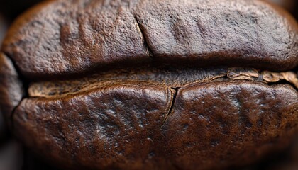 Extreme Macro Coffee Bean Surface with Hyper-Realistic Texture and Natural Details