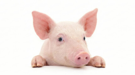 Adorable young pig portrait showcasing cute expression with cheerful personality in close-up, capturing the playful essence of domestic farm animals