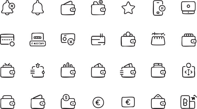 Online Payment and Money Transfer Line Symbols for Financial Dashboards
