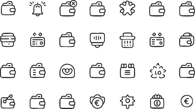 Fintech Wallet Icon Collection for Secure Transaction UI Design