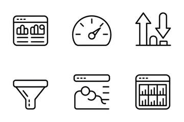 Web Analytics Data Monitoring and SEO Dashboard Icons