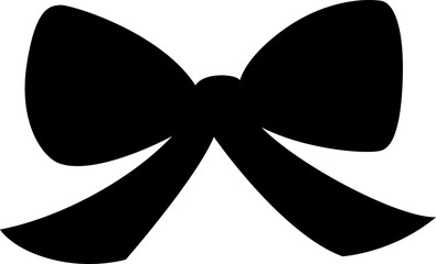 Bow silhouette with ribbon in a whimsical coquette style. Vintage hand drawn sketch illustration for vector graphics.