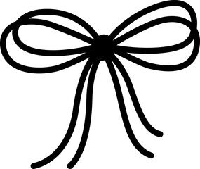 Bow silhouette in ribbon coquette style with vintage sketch lines. Hand drawn illustration made as a whimsical vector.