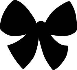 Whimsical bow silhouette with ribbon in coquette style. Vintage hand drawn sketch illustration created as a vector icon.