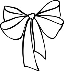 Hand drawn bow ribbon silhouette with vintage sketch style. Whimsical illustration created as a vector element.
