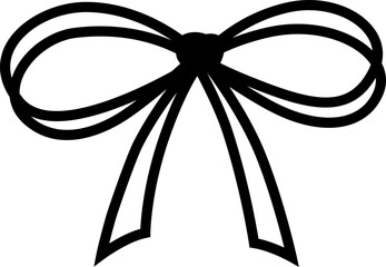 Bow ribbon silhouette in a vintage coquette style. Hand drawn sketch illustration made as a whimsical vector graphic.