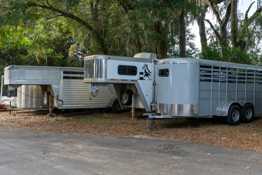 Horses trailers in storage