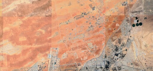 Aerial Satellite View of Al Ain City and Desert Landscape, United Arab Emirates