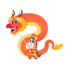 Chinese New Year Horse Dragon Dance for Greeting Cards and Event Posters