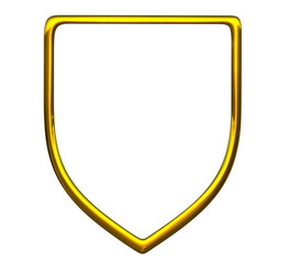 Gold shield label isolated on png transparent background.