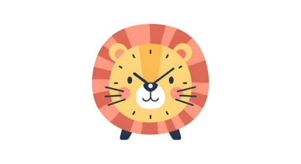 Cartoon Lion Face on Clock Display.