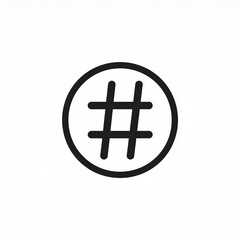 Hashtag symbol icon isolated on white background minimalist design digital marketing social media concept