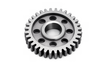 Metal gear mechanism representing industry, engineering, and technology with a transparent background
