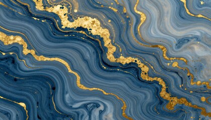Luxurious Blue and Gold Marble Abstract Texture