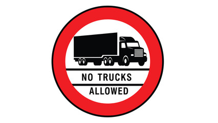 Prominent prohibition traffic sign clearly indicating a mandatory restriction against the entry or passage of large commercial trucks through a designated zone