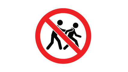 Prohibition sign clearly indicating the restriction against pushing people or engaging in physical roughhousing in public or private settings against regulations