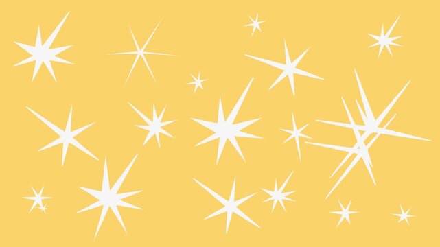 A dynamic looping video featuring stylized graphic stars shimmering against a vibrant yellow backdrop. This sleek motion graphic is ideal for VJ loops, streaming overlays, or modern digital signage.
